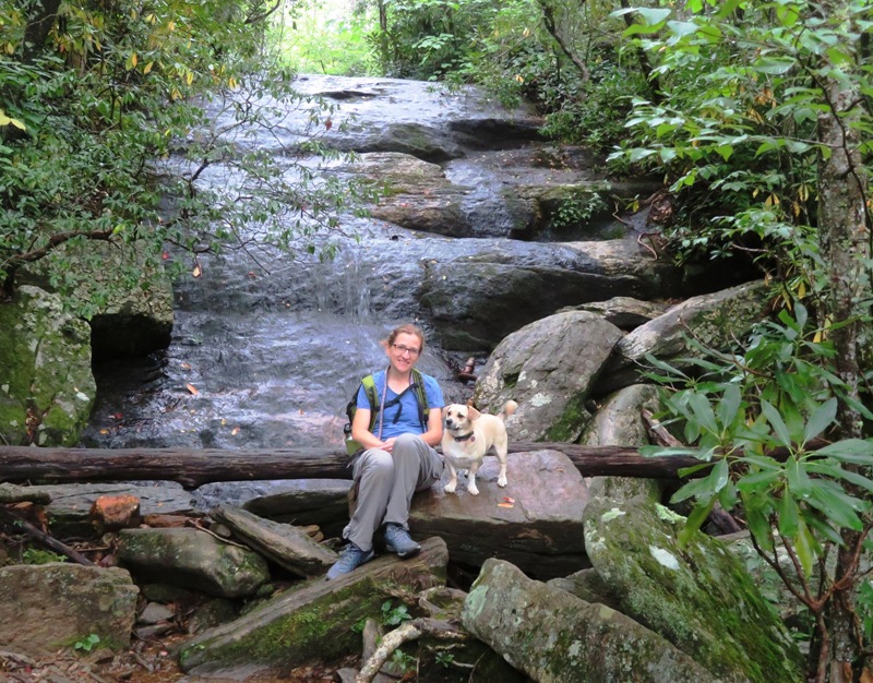 Norma and Daphne in front of Graybeard Falls