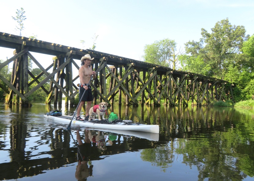 Daphne and I on the other side of the old train bridge