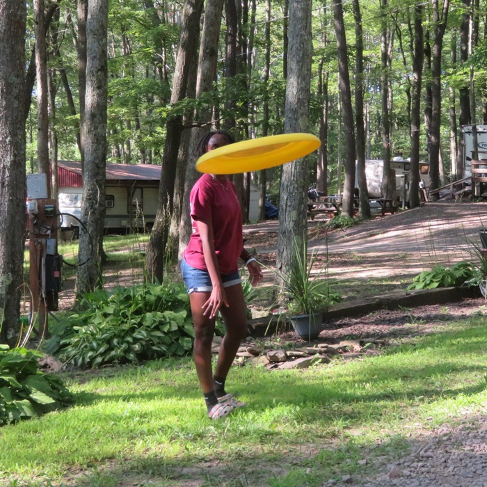 Oldest girl throwing flying disc at me