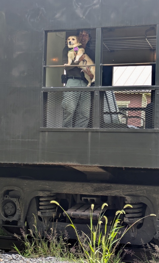Daphne and I looking out the train