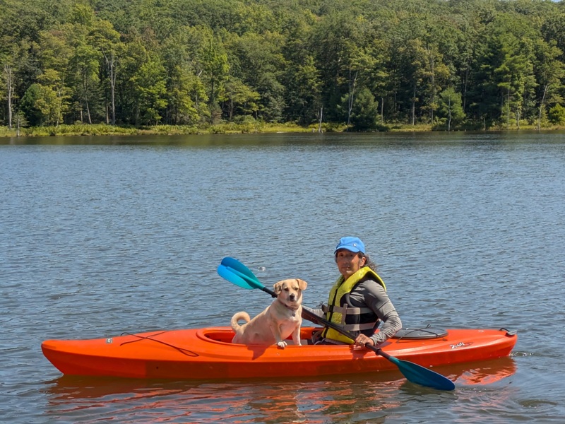 Daphne in the kayak with me
