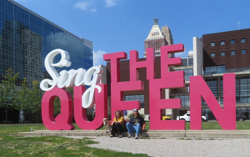 Norma, Daphne, and I in front of the 'Sing the Queen City Sign'
