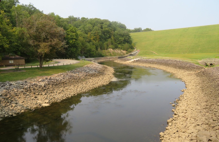 View of dam and Caesar Creek from bridge