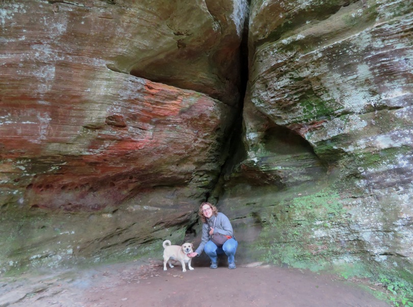 Norma and Daphne in front of rock formations bearing different colors