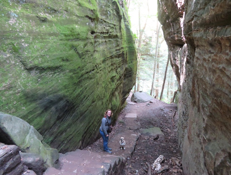 Norma and Daphne on the stone stairs