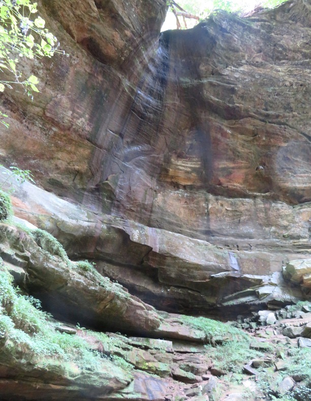 A section of the cliff where Buck's Run waterfall would be if it weren't dry