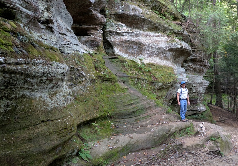 Daphne and I standing by a rock formation that formed a 45 degree ramp
