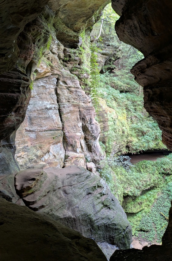 Looking out an opening of the cave