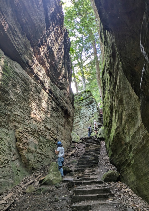 Me on the stone stairs looking back at where I came down from