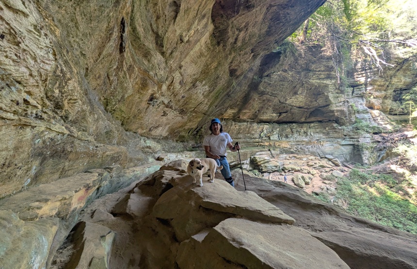 Daphne and I with the cliffs behind