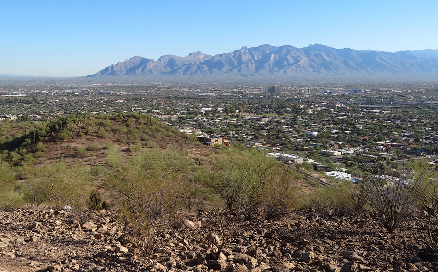 Tucson below with mountains behind