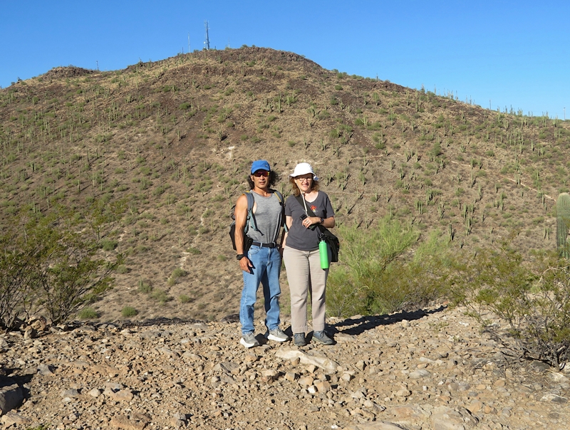 Norma and I with hill behind