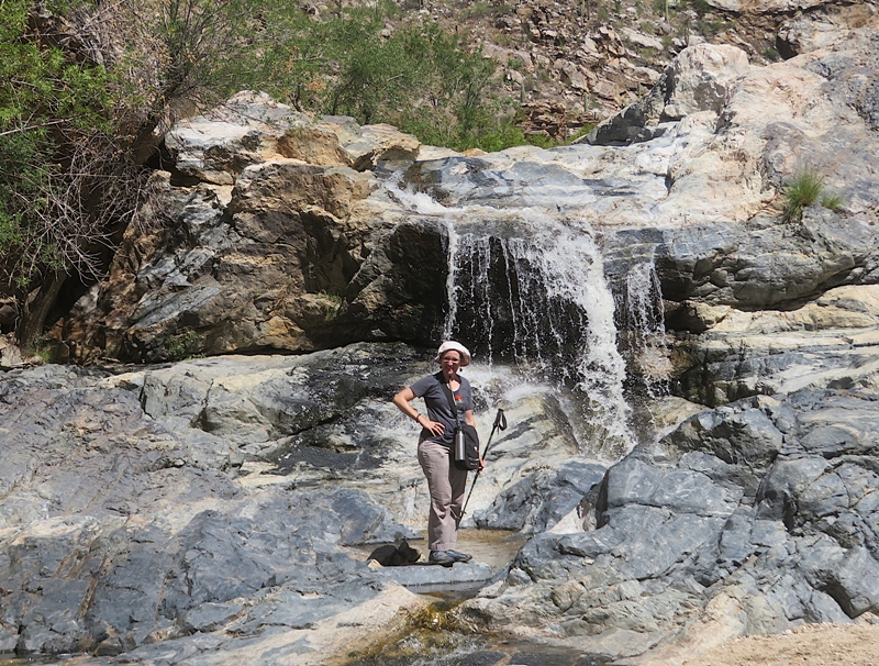 Norma standing in front of falls