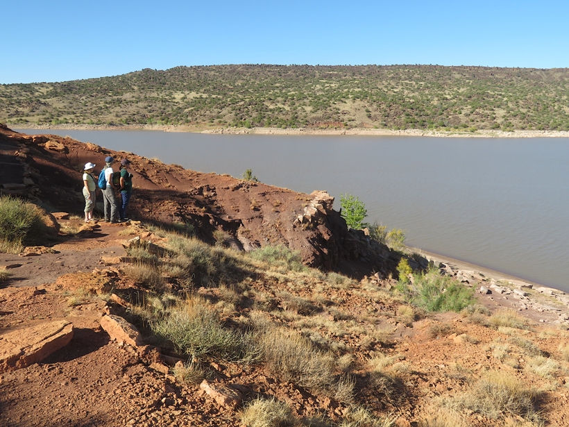 Norma, Carmen, and Robin looking at the lake