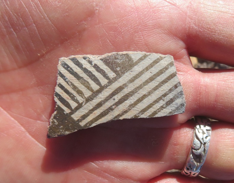 My favorite piece of broken pottery showing detailed stripes