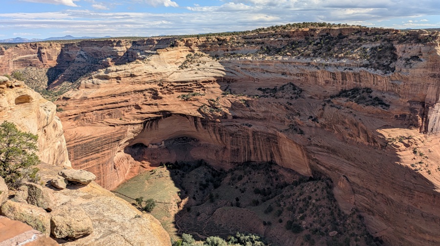 Cliff face with ruin at the base
