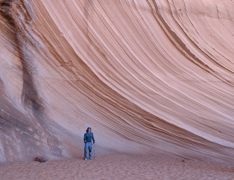 Me with rippled wall behind
