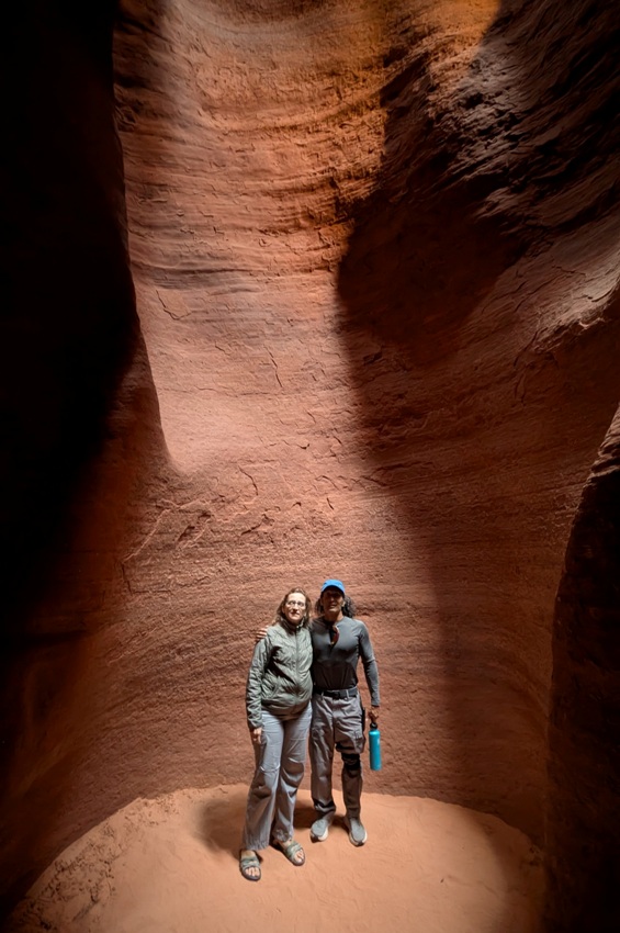 A mix of light and darkness with Norma illuminated and me in a shadow