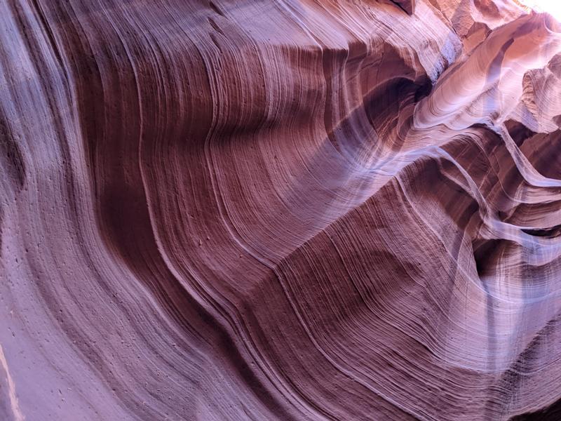 Very noticeable striations in the slot canyon wall