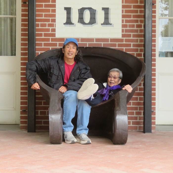 Mom and me in earth-moving bucket