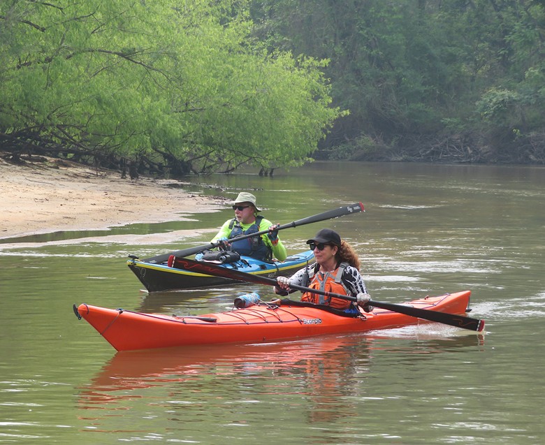 Greg and Cheryl kayaking upstream