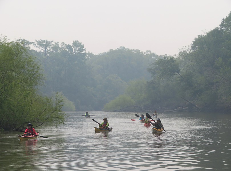 Smoky haze over kayakers