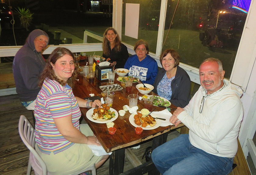 Group of us seated at dinner table at the Flying Fish