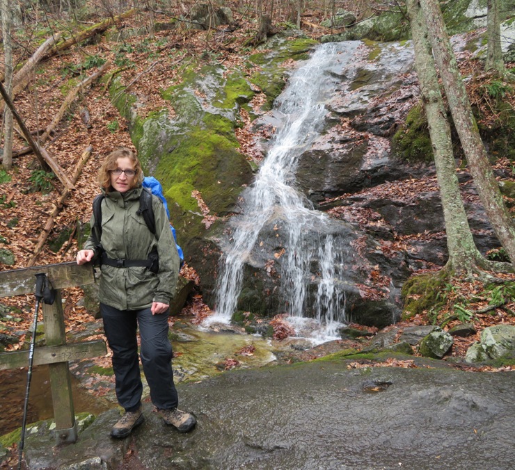 Norma with the falls behind