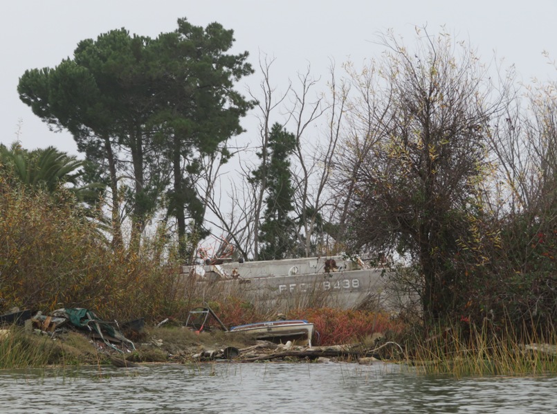 Navy barge run ashore