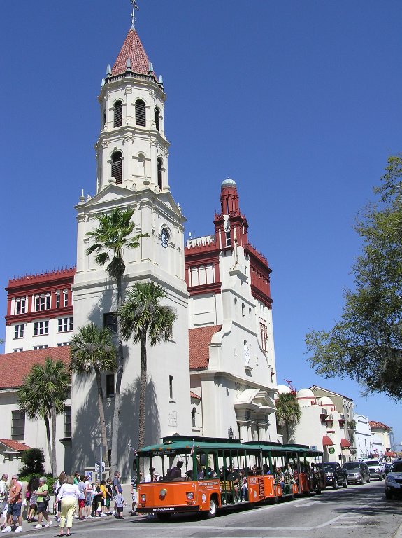 Basilica with trolley in front