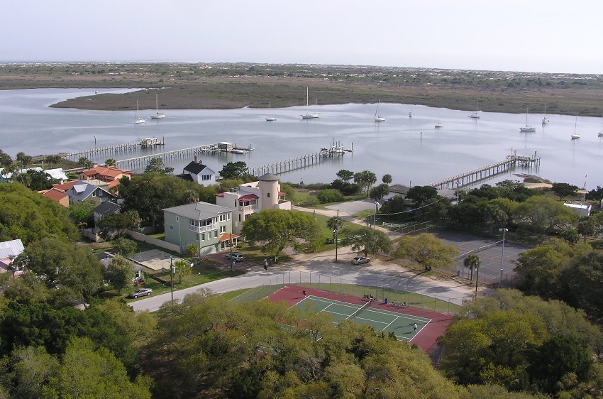 View of town and water from lighthouse