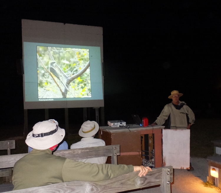 Ranger presenting slideshow about birds