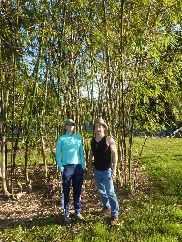 Carmen and me in front of bamboo