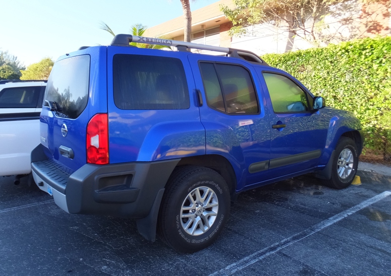 Our rental vehicle, a blue Nissan Xterra