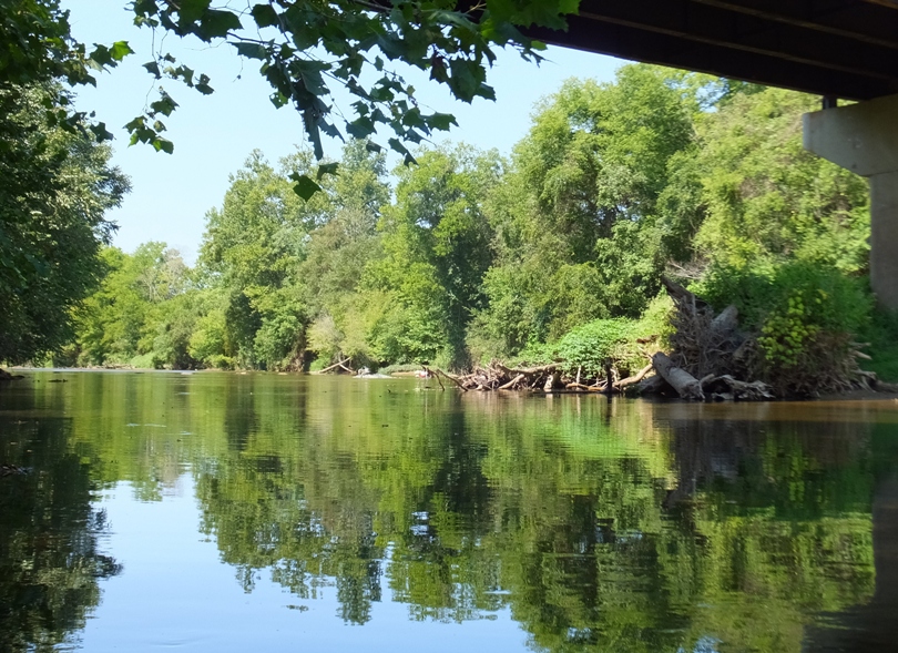 View under route 610 bridge looking west from Eley's Ford