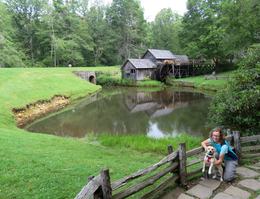Norma and Daphne with Mabry Mill in the background