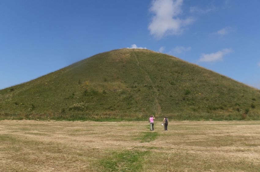 Silbury Hill with Norma and Sara in foreground