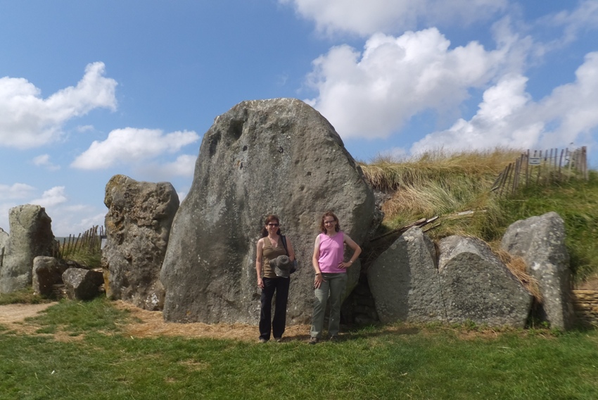 Sara and Norma in front of big stone