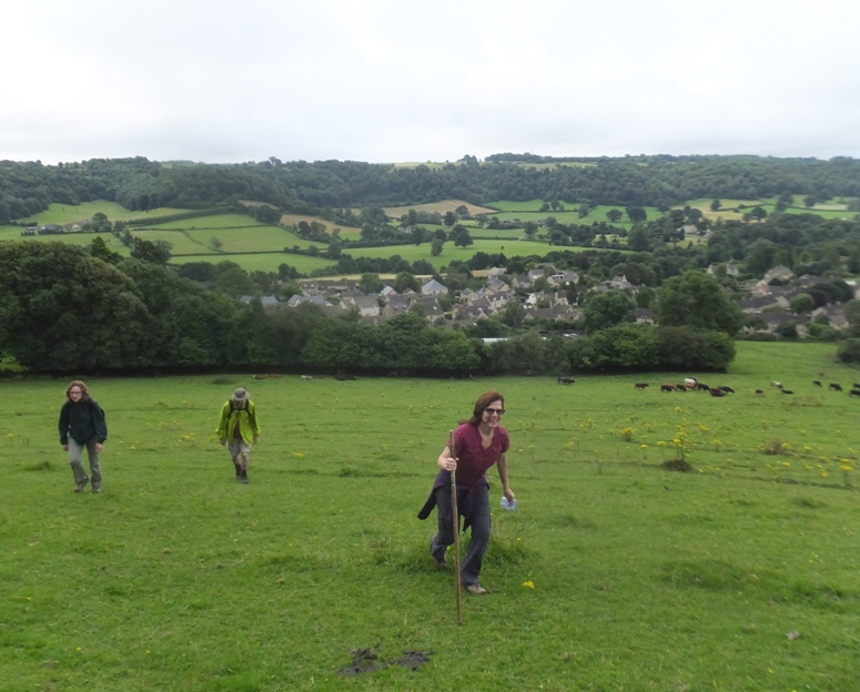 Sara walking through farmland