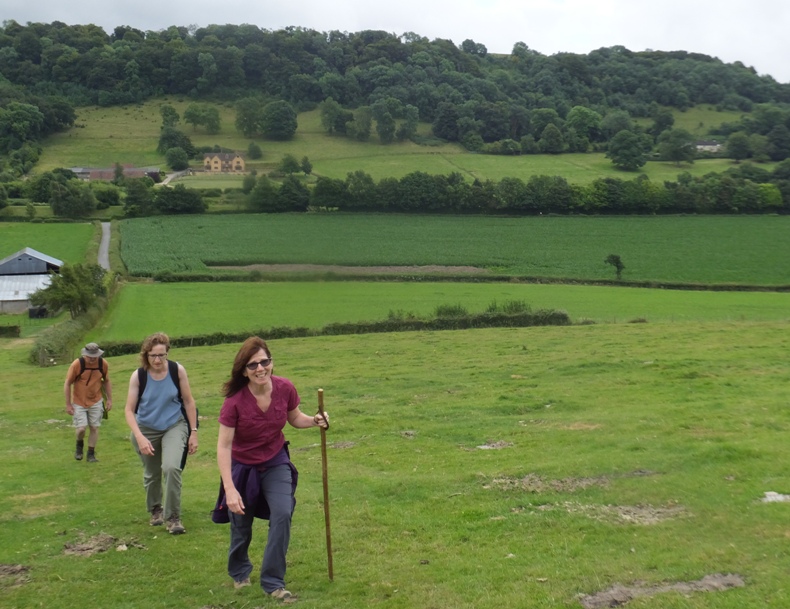 Sara leading Norma and Don up a hill