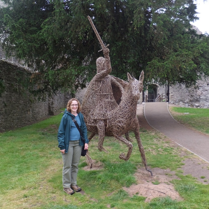 Norma with sculpture of knight on horseback
