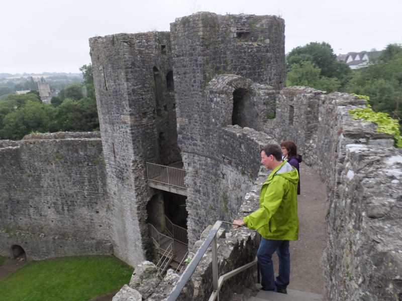 Don standing on the castle wall with Sara behind