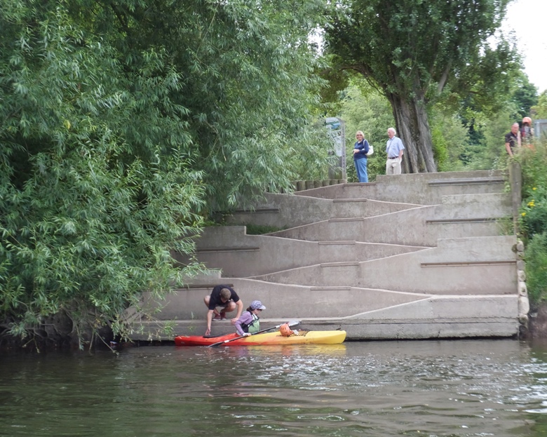 Launch area with Sara in a kayak