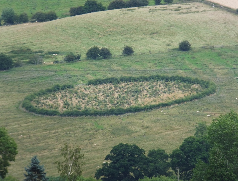 A circular area on a hill