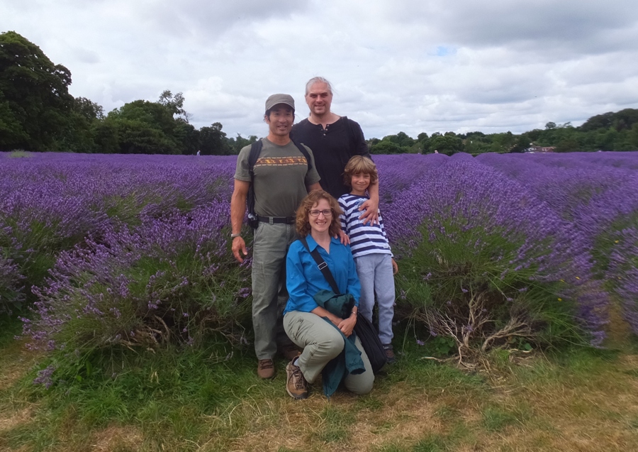 Tomasz, Szymon, Norma, and I surrounded by lavenders