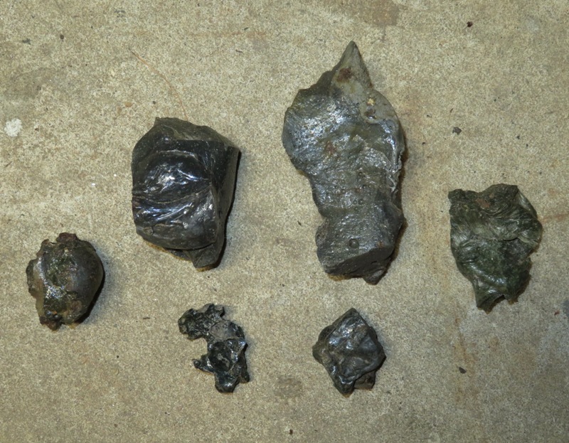 Six pieces of slag