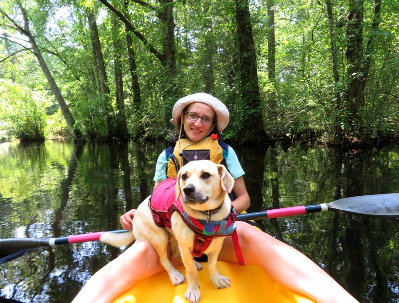 Norma and Daphne in kayak