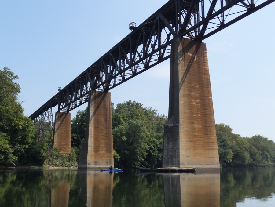 Jimmy and an old train bridge
