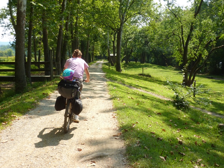 Joyce and daughter bicycling