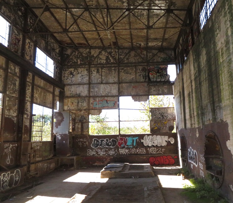 Inside view of hydroelectric plant ruins